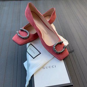 GUCCI Dionysus Pink Suede Flats 39.5 / US 9.5